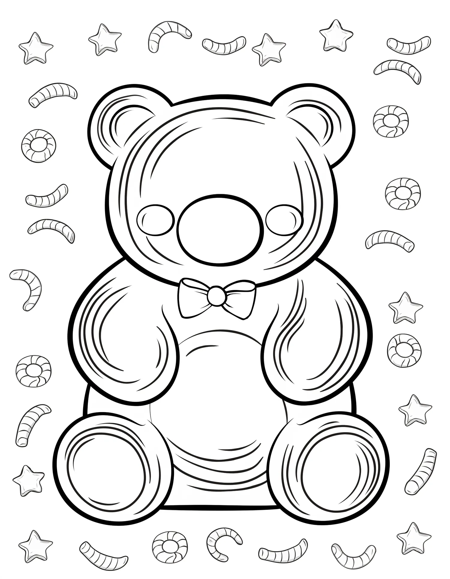 Ourson en Gomme Géant, Coloriage pâtisserie à imprimer gratuitement